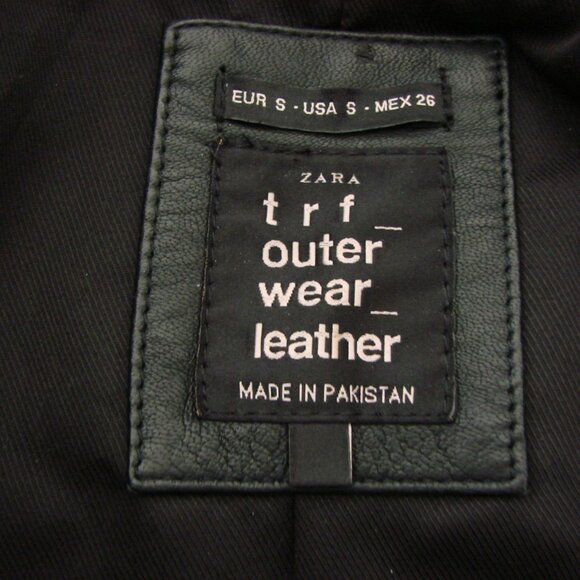ZARA Black Faux Leather Moto Jacket Bomber Zippers Soft Size Small - Picture 4 of 12